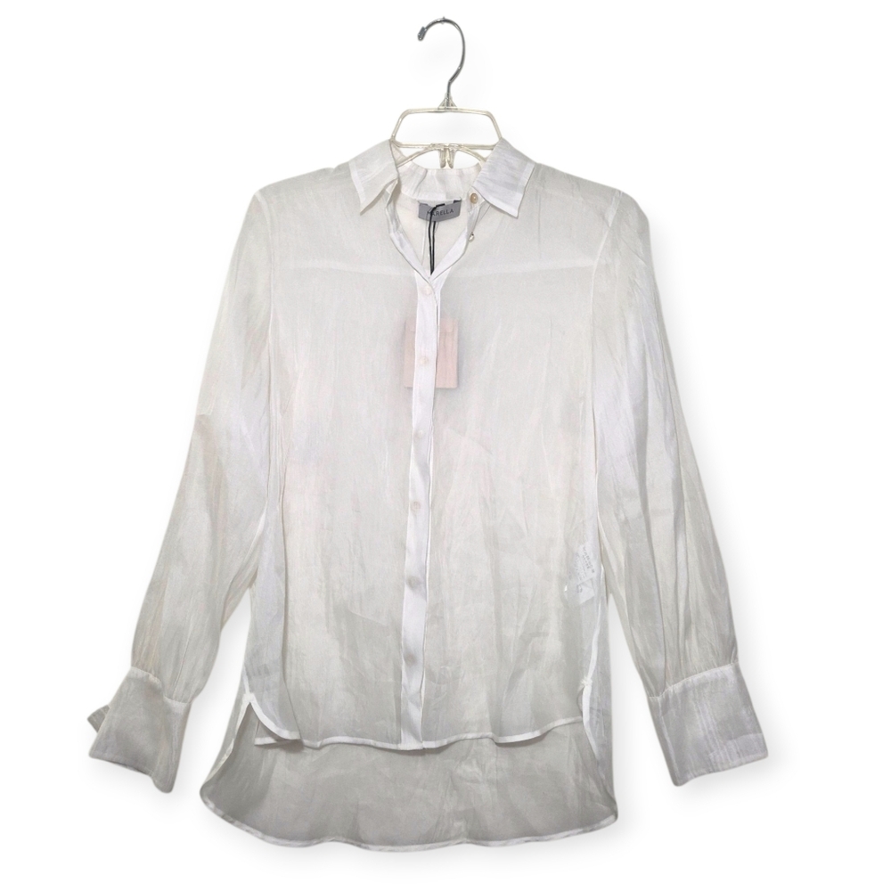 MARELLA Silk Blend Sheer Long Sleeve Top White Size 4